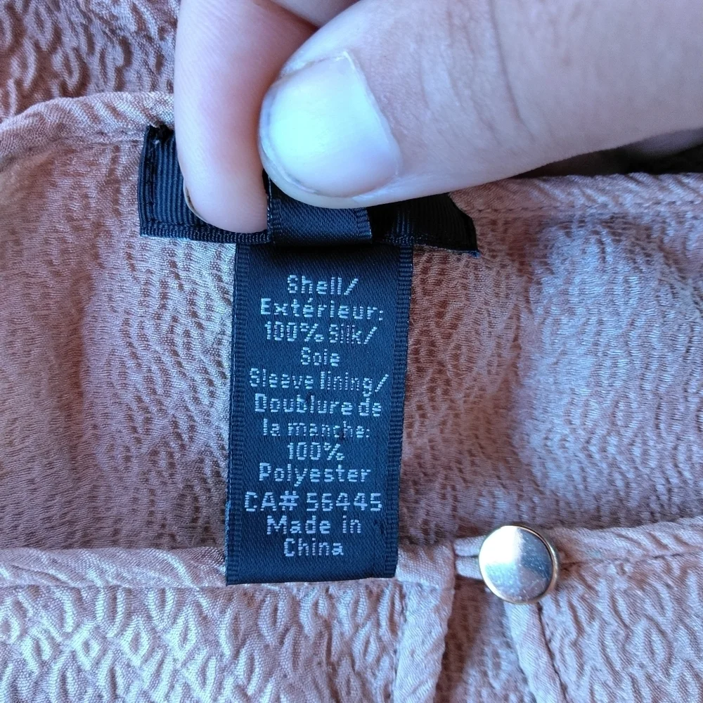 J. Crew Collection Textured 100% Silk Bishop Sleeve Blouse Taupe Color Size 2
